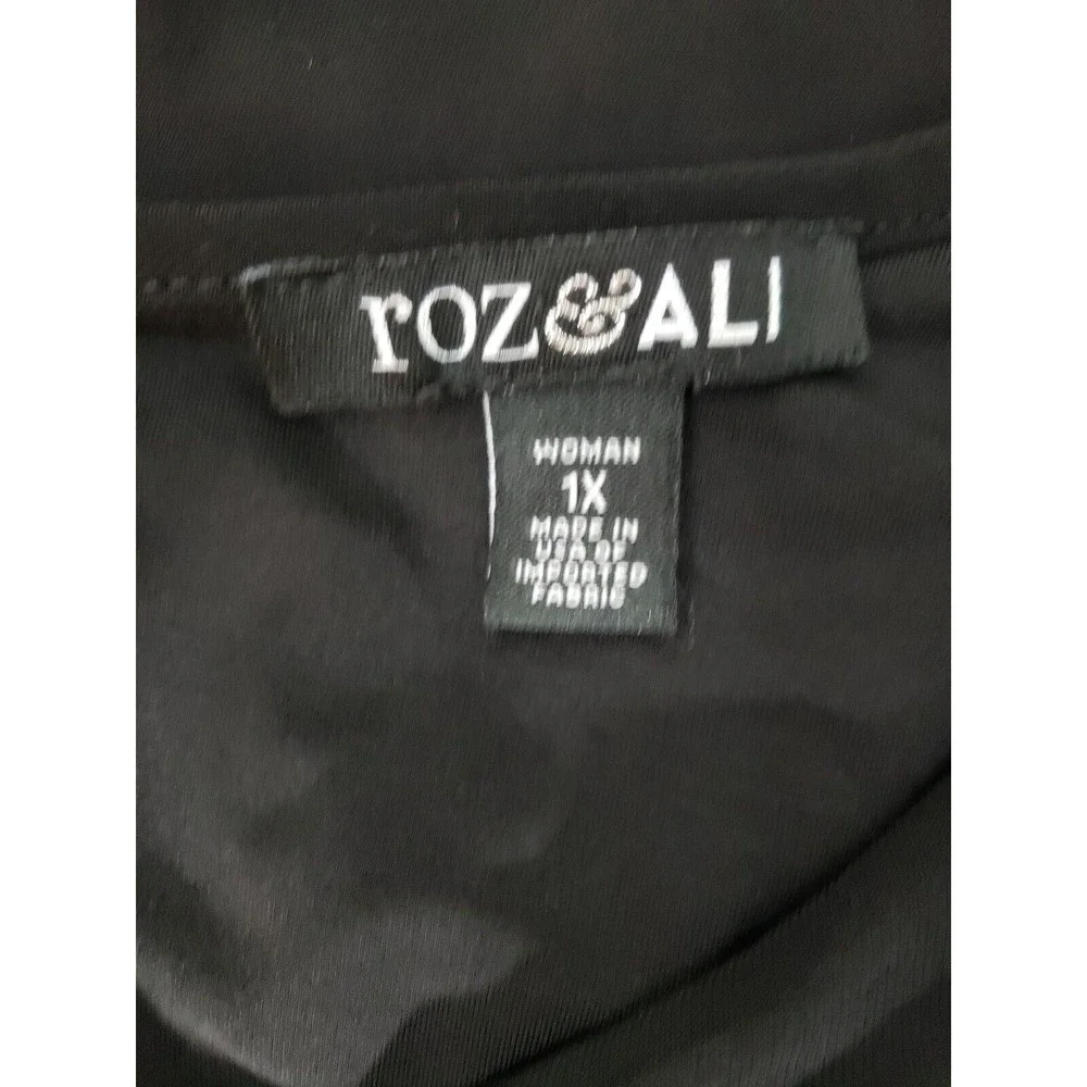 Women's Roz & Ali 1X Black Pearl Embellished Flutter Sl. Open Back Midi Dress - Picture 6 of 6
